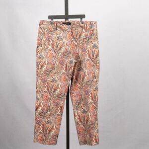 Talbots Women's Size 6 Perfect Crop Pant Paisley Preppy Classic Traditional Bold